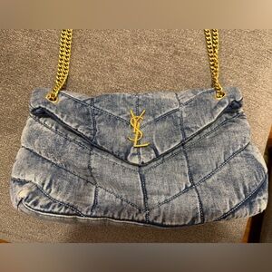Quilted Denim Chain Shoulder Bag Chic Lou Lou Style Hobo